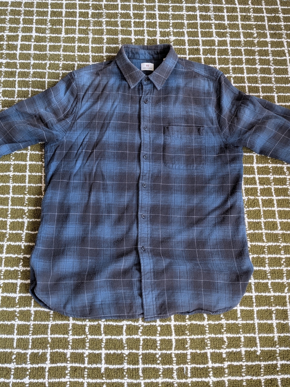 Adriano Goldschmied Men's Blue Plaid Button-Up Shirt